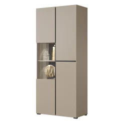 Vitrinekasten*Beddenbriljant Vitrinekast Crotone - 2-deurs - Taupe