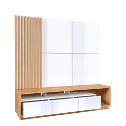 Tv Meubels*Beddenbriljant Wandcombinatie Celano - Wotan Eiken / Wit