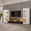 Tv Meubels*Beddenbriljant Wandcombinatie Koblenz - Wotan Eiken / Wit