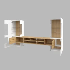 Tv Meubels*Beddenbriljant Wandcombinatie Koblenz - Wotan Eiken / Wit