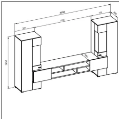 Tv Meubels*Beddenbriljant Wandcombinatie Koblenz - Wotan Eiken / Wit